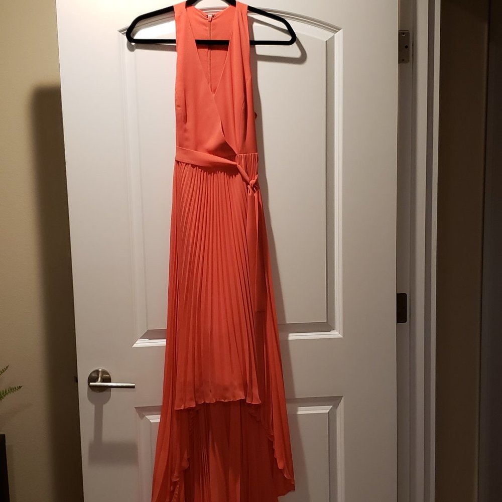 BCBG High-Low Pleated Dress